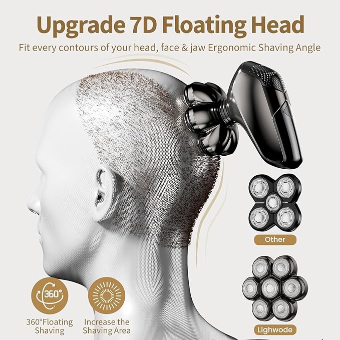 SHPAVVER Head Shavers for Bald Men: 5-in-1 Upgraded Electric Razor - IPX7 Waterproof Shaving Grooming Kit for Balder - Turbo Speed & Precision Blades Valentine's Day Gifts (Ink Black)