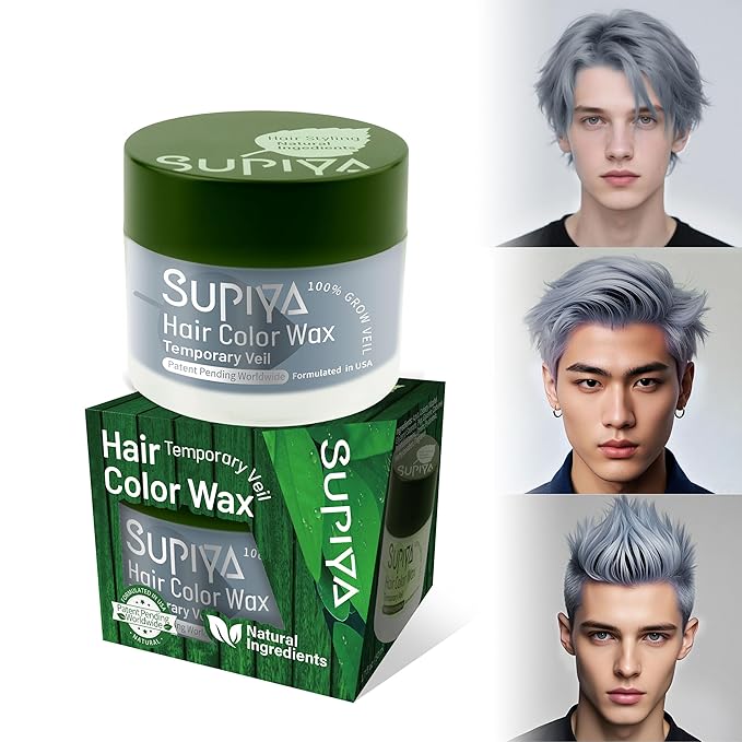 Temporary Hair Styling Color Wax, Blue Hair Dye Color Wax Washable Natural Instant Hair Coloring Cream for DIY Hairstyle for Kids Men Women(Color #83W)
