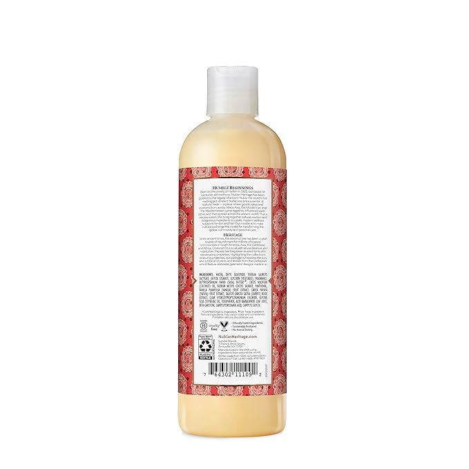 Nubian Heritage Coconut Papaya Body Wash Cleanser for Dry, Dull Skin Polish + Renew Hydrating Body Wash 13 oz