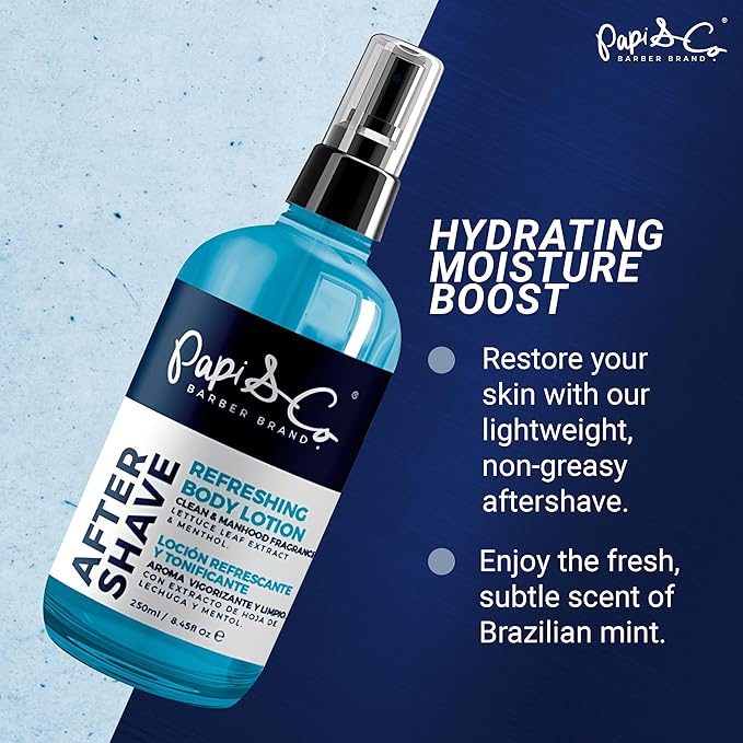 PAPI & CO. After Shave Lotion for Men, Refreshing & Toning Aftershave, After Shave Lotion with Lettuce Leaf Extract & Menthol, Luxurious Men’s Aftershave, 250 mL