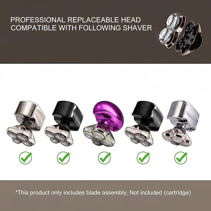 2Pack Professional Replacement Heads for Skull Shaver Pitbull Gold Pro, Silver PRO, Platinum PRO, Butterfly Kiss PRO, Diamond PRO Series… Floating 4 Heads for a Fast, Close and Smooth Shave
