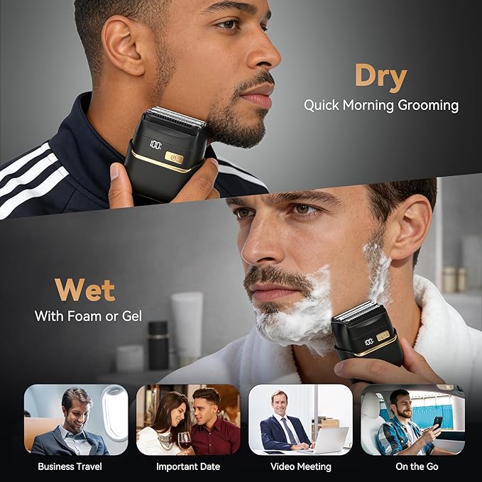 Electric Razor for Men, Advanced Foil Shaver with 4 Floating Blades(2 Foils + 2 Trimmers), Close Shave Without Tugging, Travel Electric Razor for Teenagers, Men & Fathers