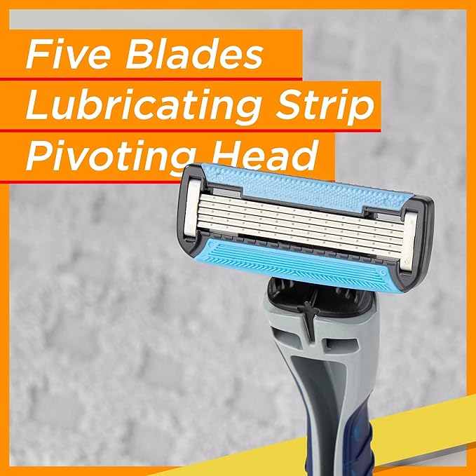 Equate Men's 5 Blade Disposable Razors with Dual Lubrication, 3 Count
