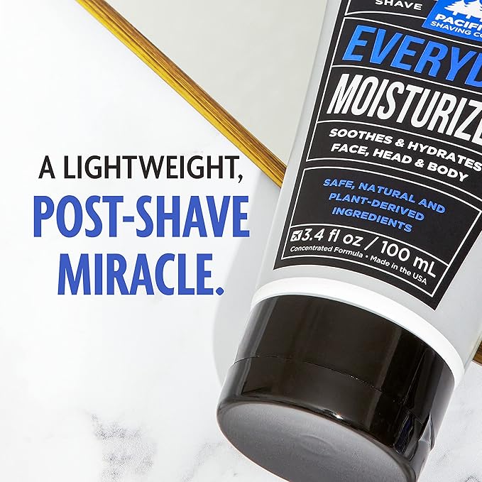 Pacific Shaving Company Everyday Moisturizer - Daily Post-Shave Moisturizer Cream for Men & Women - Hydrating Face Cream with Shea Butter, Jojoba, Avocado, & Argan Oil for Face (3.4 Fl Oz)