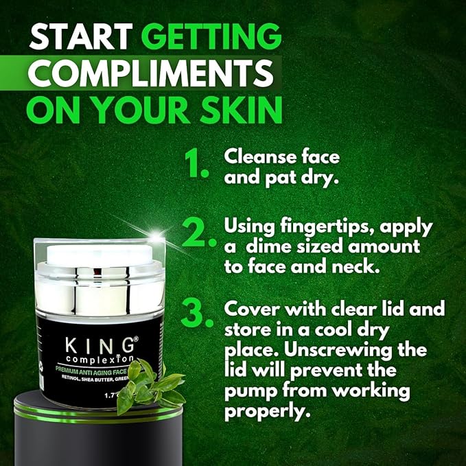 Mens Anti Aging Face Cream with Retinol – Organic Skin Care Face Moisturizer with Shea Butter – Non Greasy – Clean Ingredients, Lightweight – All Skin Types – Black Owned (1.7 oz)