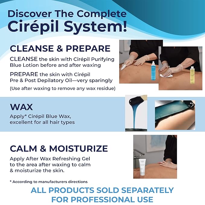 Cirepil - Blue - 800g / 28.22 oz Hard Wax Beads Bag - Face & Body Wax, Unscented & No Strip Needed - Perfect for Sensitive Skin & Brazilian Waxing - Fluid Gel Texture, Easy Hair-Removal