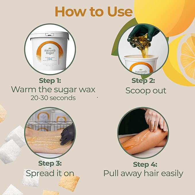 Nature’s Sugar Firm Sugar Wax Hair Removal Paste for Coarse Hair - Brows, Underarms & Bikini – Smooth Stripless for Body, Face & All Skin Types – Gentle on Sensitive Skin & Long-Lasting – 32 oz
