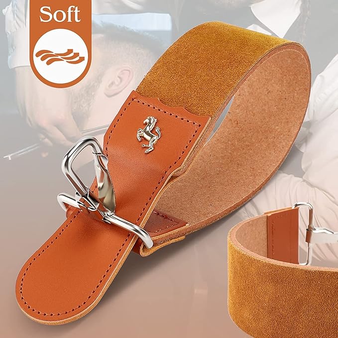 GOTOTOP Genuine Leather Strop Strap Barber Straight Folding Knife Shave Sharpener Sharpening Belt Shaving Strop 19.8 x 2.0inch