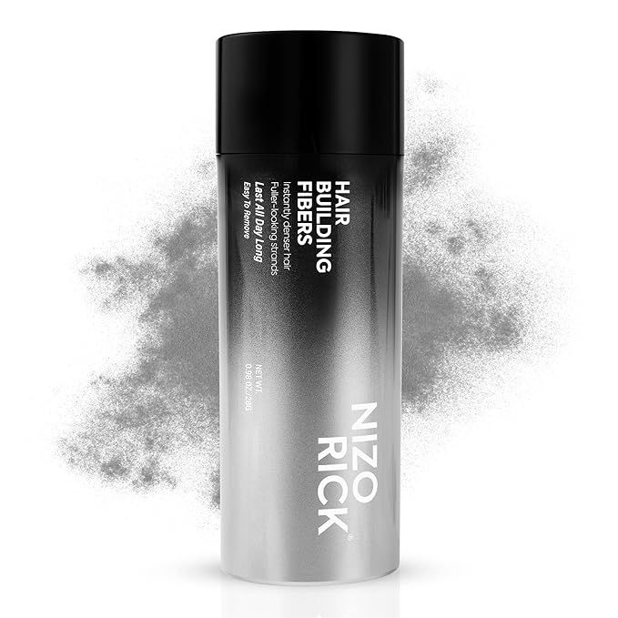 Hair Thickening Fibers for Thinning Hairline - 28g Fill In Fine or Thinning Hair - Instantly Thicker Looking - Waterproof Root Touch Up Hair Color Powder for Men & Women (Dark Gray)