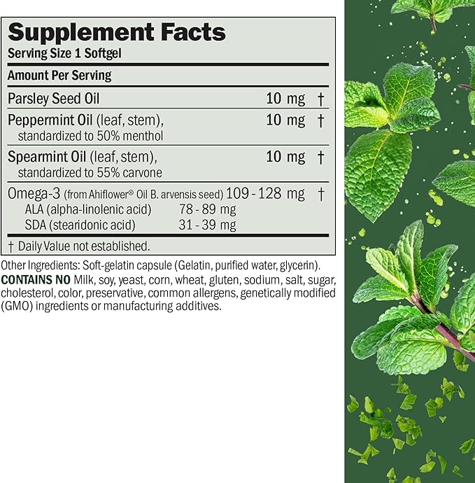 ANDREW LESSMAN Breath Plus 180 Softgels - Natural Breath Freshener, Helps Eliminate Odors from Food, Smoking, Morning Breath from The Inside Out. Peppermint, Spearmint. Easy to Swallow Softgels