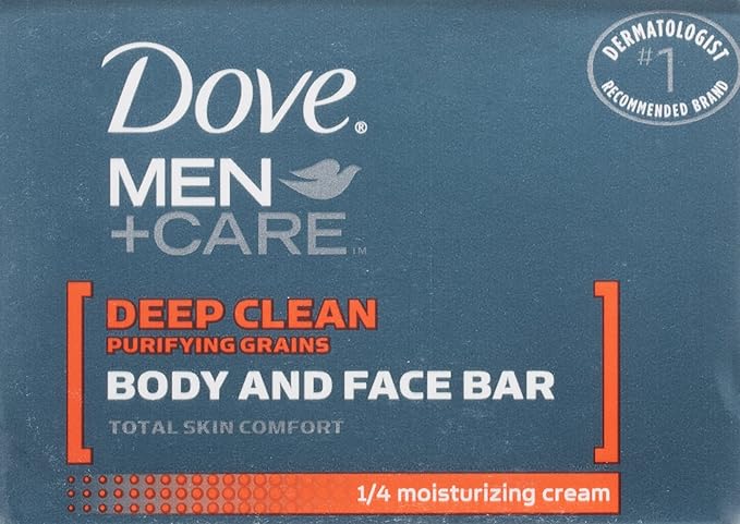 Dove Men + Care Body and Face Bar, Deep Clean, 4 Bar (Pack of 2)