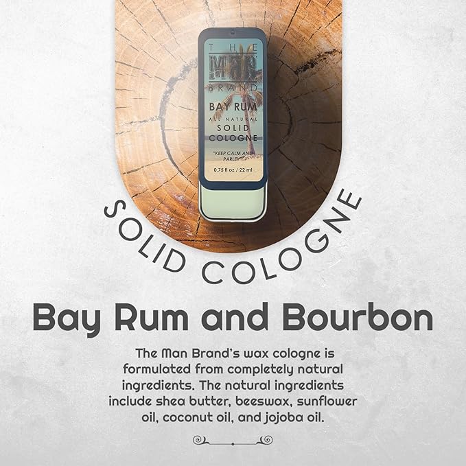 Solid Cologne Sample Set with Bay Rum Solid Cologne and Gentlemen's Bourbon Wax Fragrance (2 Pack - 0.75 oz each)