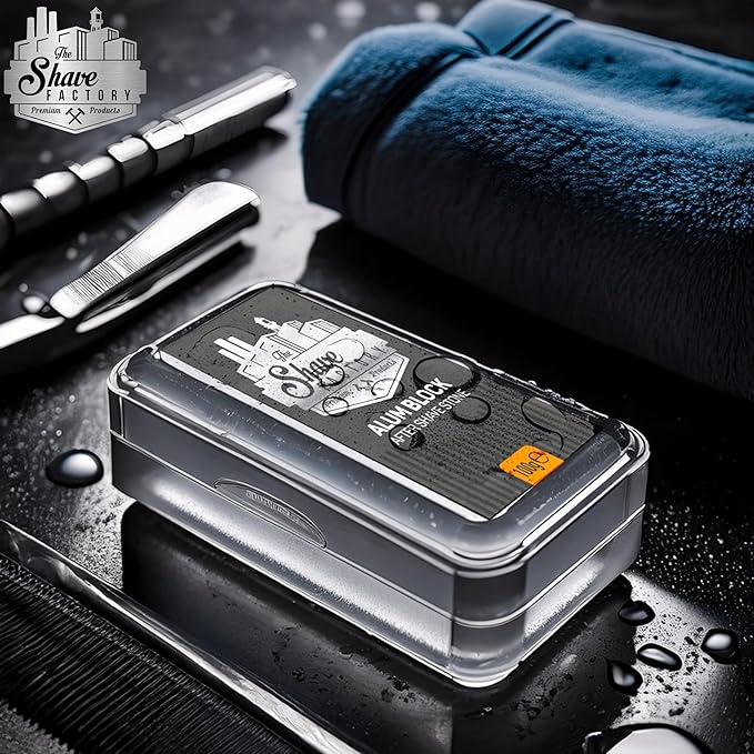 The Shave Factory Alum Block Aftershave Solution for Shaving Razor Burn Relief in Plastic Case 3.53 oz. 100gr.