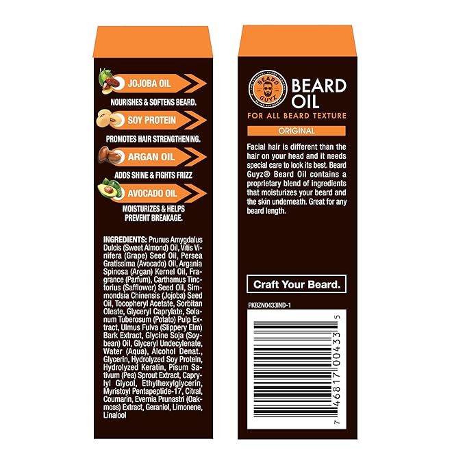 Beard Guyz Beard Oil – Lightweight Beard Moisturizer & Conditioner – Softens Facial Hair, Hydrates Skin Under Beard, Reduces Itch & Frizz – Men’s Grooming Oil, 1.5 oz