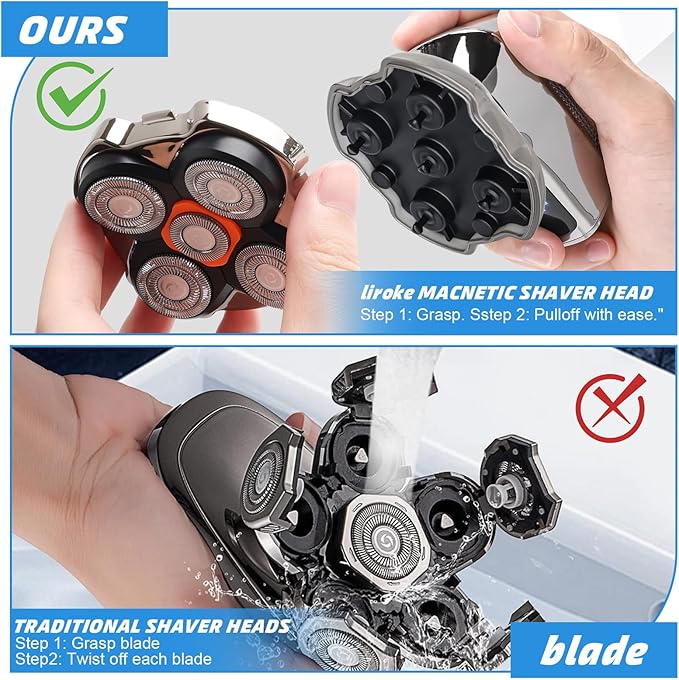 Universal 5 Magnetic Shaver Replacement Blades Compatible with FREEBird SHPAVVER Wyklaus Head Shaver and Other BRAND
