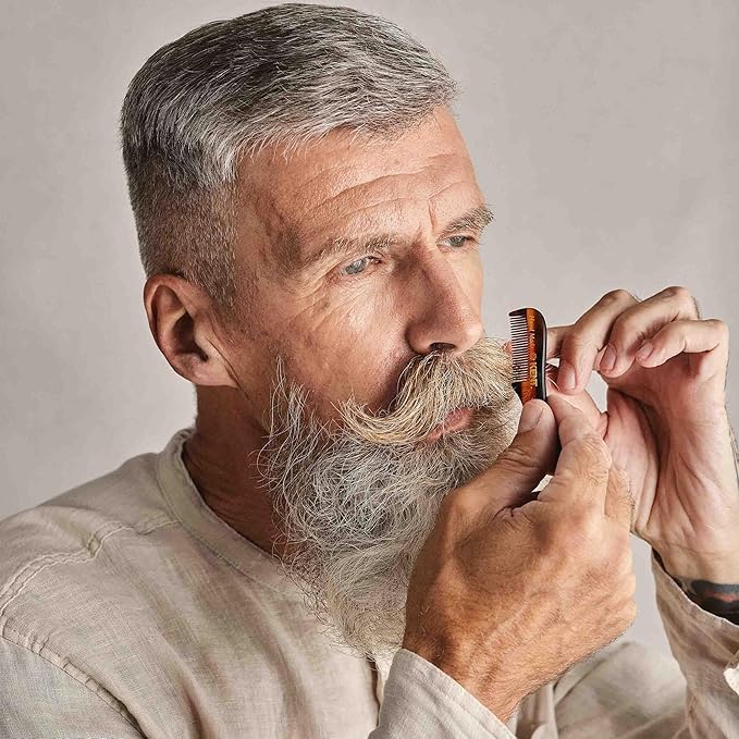 Kent A 81T X-Small Men's Beard Mustache Mini Pocket Comb, Fine Toothed Pocket for Facial Hair Grooming and Styling. Hand-Made of Quality Cellulose Acetate, Saw-cut Hand Polished. Made in England