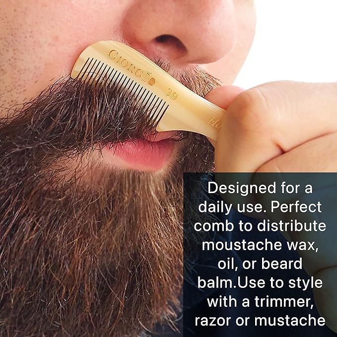 Giorgio G39 Mini Extra Small Men's Fine Toothed Beard and Mustache Comb for Facial Hair Grooming and Styling. Add this pocket comb to your hair styling accessories, Saw-Cut and Hand Polished