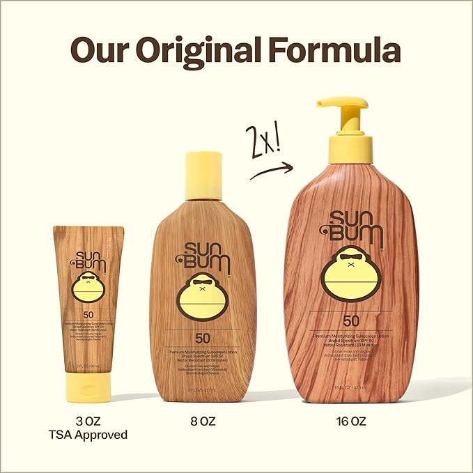 Sun Bum Original SPF 50 Sunscreen Body Lotion - Broad Spectrum Moisturizing Sunscreen with Vitamin E - Hawaii 104 Act Compliant (Made without Octinoxate & Oxybenzone) - Travel Size - 3 oz