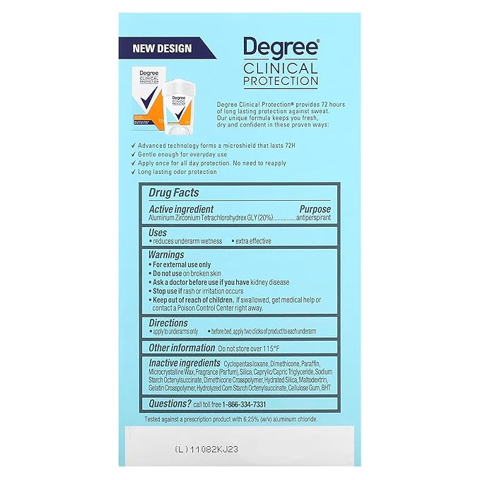 Degree Clinical Protection Antiperspirant Deodorant 72-Hour Sweat & Odor Protection Summer Strength Antiperspirant for Women 1.7 oz