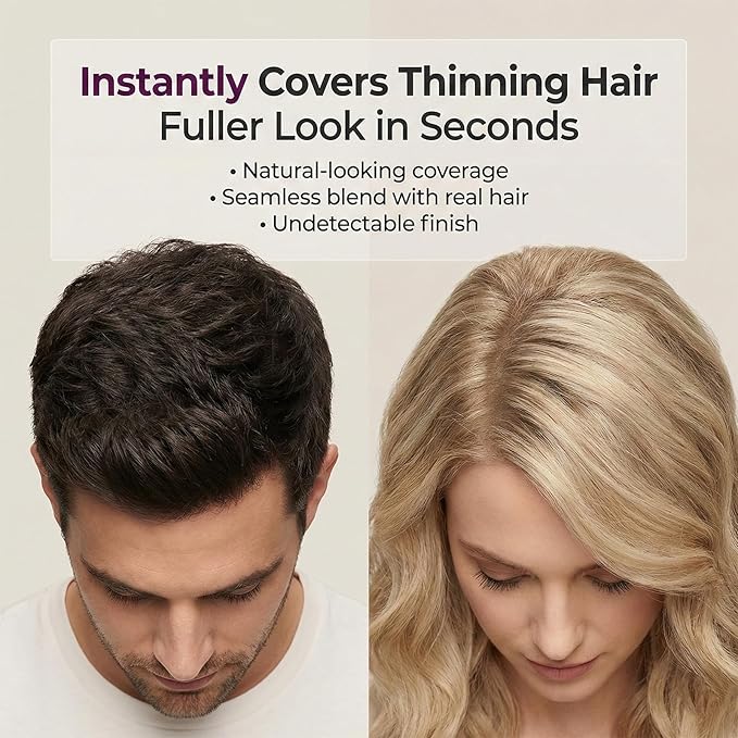 2Pcs Hair Building Fibers – Natural-Looking Hair Thickening Powder for Instant Fuller Appearance, Long-Lasting, Lightweight & Easy to Apply, 30g x 2 – Light Brown