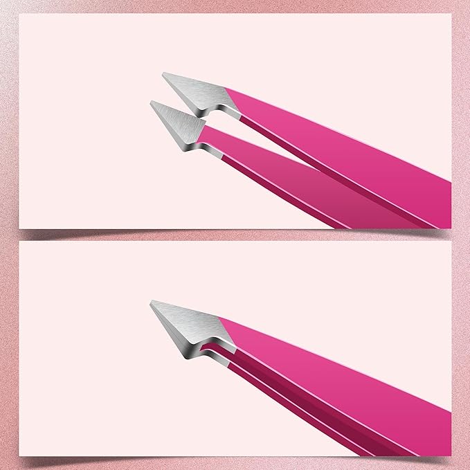 MARKHOR® Pink Aura Eyebrow Tweezers for Women Facial Hair, Splinter and Ingrown Hair Removal Tweezers Set, Professional Pointed and Slant Tweezers for Eyebrows, Precision Tweezers for Eyebrows