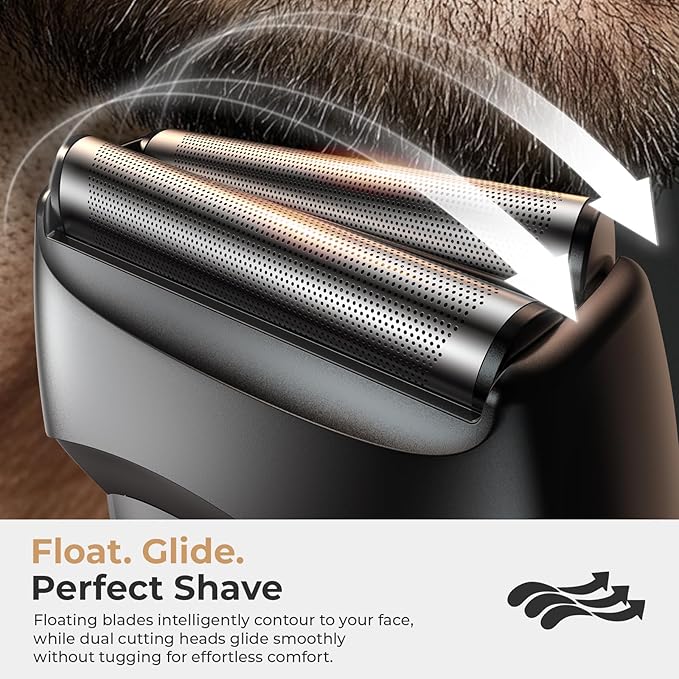 Rechargeable Electric Razor for Men: Floating Foil Shavers with LED Display - Waterproof Wet Dry - 30° Precision Blades, Travel Lock, Face Shaving