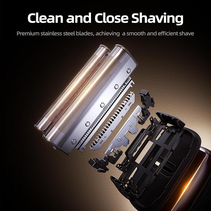 Electric Foil Shavers for Men, 3 Floating Blades for Close & Clean Shaving, Mini Electric Razor with Precision-Compact Body, Waterproof, 90 Min Runtime, Travel Lock (SilverBlack)