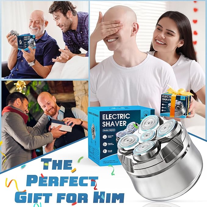 Head Shavers for Bald Men, Magnetic Electric Razor Hair Trimmer for Men Cordless Rechargeable Electric Shavers for Men 100% Waterproof Dry & Wet Beard Grooming Kit with Led Display