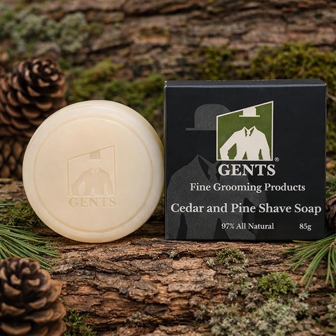G.B.S Men's Cedar and Pine Shaving Soap with Shea Butter and Glycerin, Pack of 3 (3oz Each)