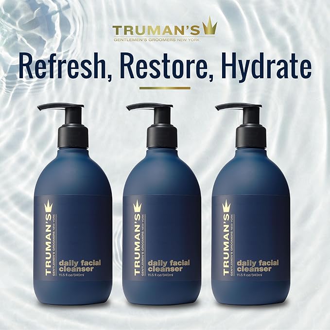 Truman's Gentlemen's Groomers - Men's Daily Facial Cleanser - Peppermint & Eucalyptus Oils, Hydrating Face Wash - Removes Sweat & Dirt