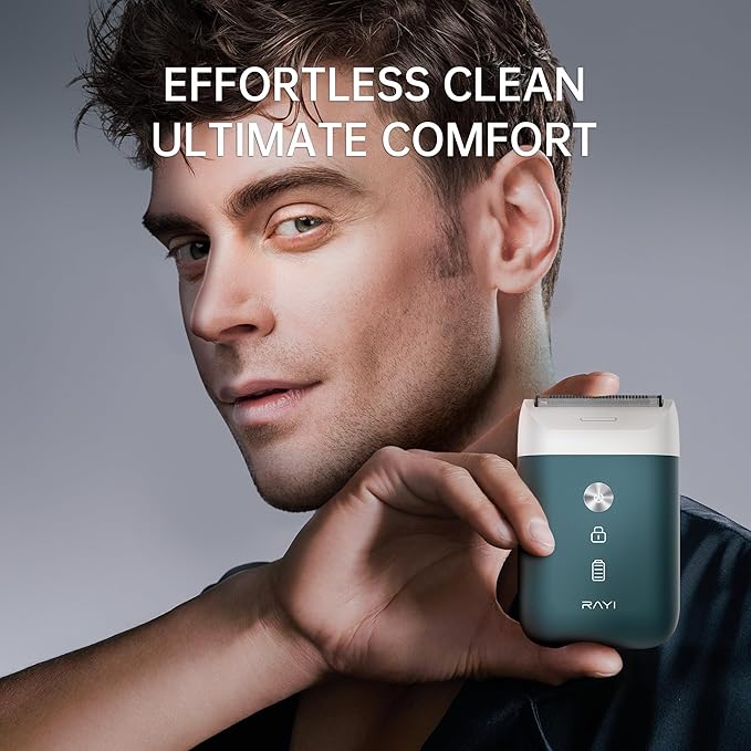 Portable Electric Razor for Men with 8,000 RPM Dual Floating Blade, 1H Charge for 60 Days, Type-C, IPX7 & Anti Pinch, Design for Daily/Travel Use, Electric Foil Shavers for Face, Green