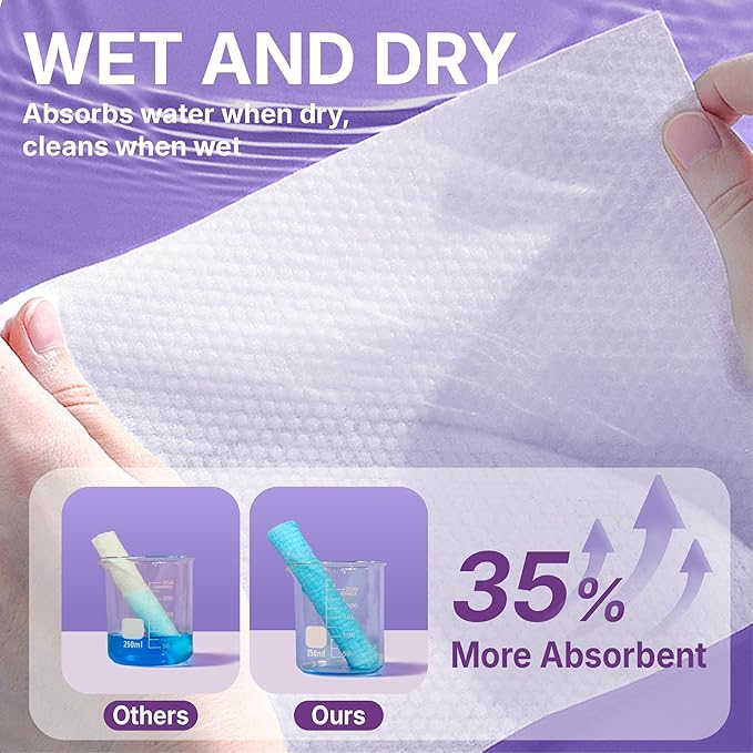 Disposable Face Towels XL 100 Count, Pearl Texture Facial Tissues for Deep Cleansing, Ultra Thick Makeup Remover Dry Wipes, Lint Free Cotton Tissue for Sensitive Skin