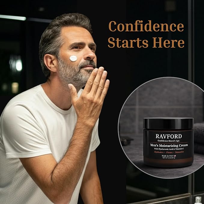 Intensive Matte Men’s Face Moisturizer – Non-Greasy & Fast Absorbing Cream Lotion for Dry & Aging Skin with Hyaluronic Acid, Vitamin C, Niacinamide & Aloe – Unscented, Made in USA, 2 oz