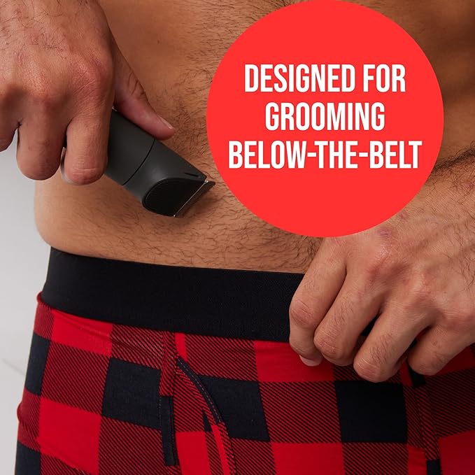 HAPPY NUTS Lumberjack 2.0 Men's Electric Body & Groin Hair Trimmer - Waterproof, Rechargeable Manscaping Kit with Foil Shaver - Ultra-Quiet Motor for Efficient Grooming (Green)