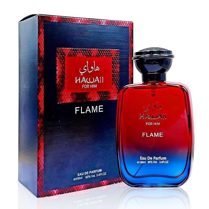 Hawall For Him Flame Men's Eau de Parfum 3.4 Fl Oz Aromatic Marine Cologne Long Lasting Fragrance Clary Sage Ambergris Scent Gift