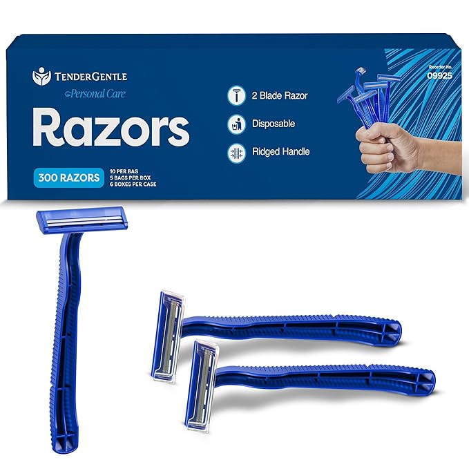 Disposable Razors for Men and Women - Case of 300 Shavers - 2 Blade Razors, Bulk - for Shaving, Tattoos, Hospitality, and More
