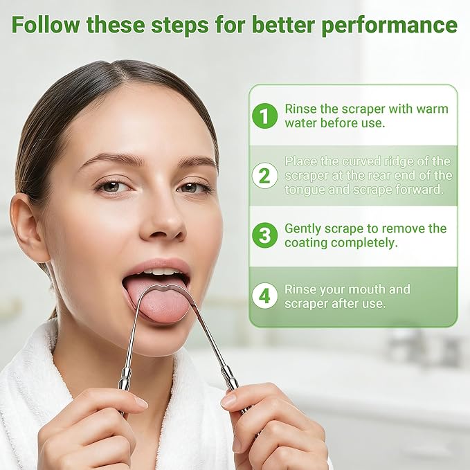 Metal Tongue Scraper for Adults & Tongue Cleaner (2 Pack), Stainless Steel Scrapers with Travel Cases, Reduce Bad Breath & Remove Tongue Coating, Smooth U-Shape Design