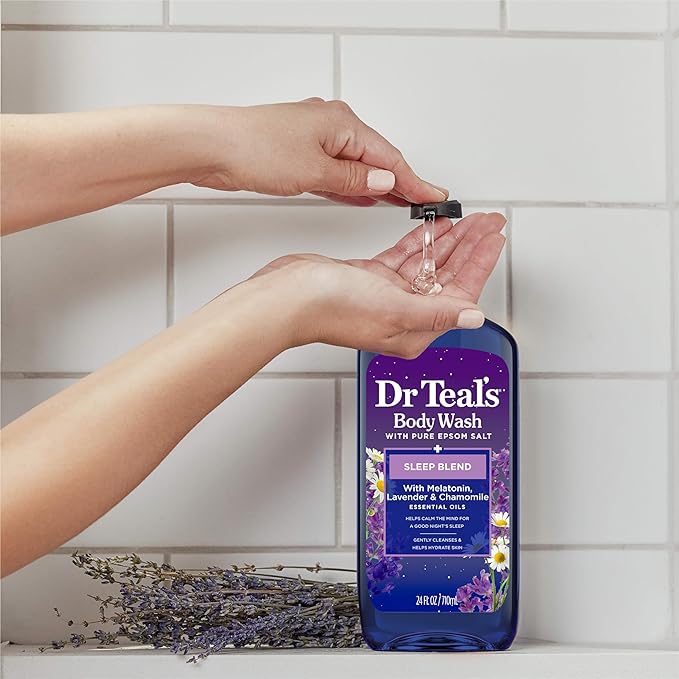 Dr Teal's Sleep Blend Body Wash with Pure Epsom Salt, Melatonin & Essential Oil Blend, 24 fl oz (Pack of 2)