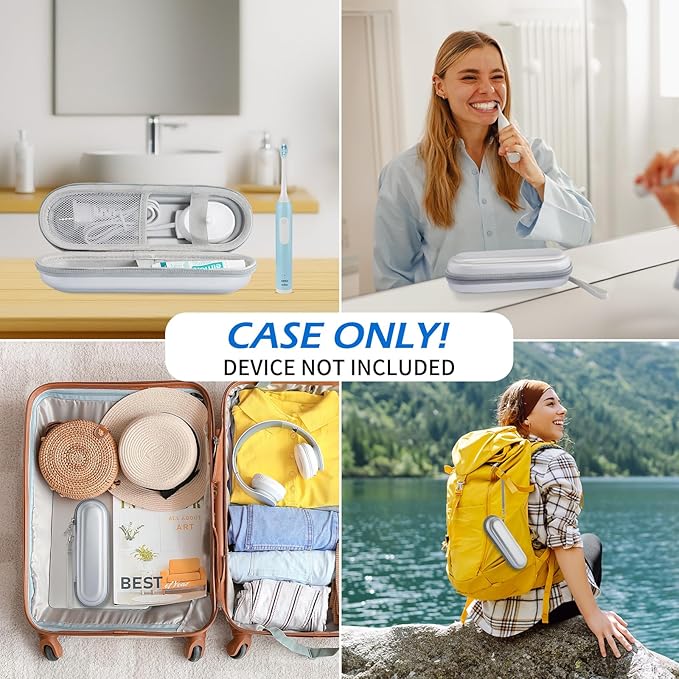 Toothbrush Travel Case for Oral B/Oral-B Pro 1000 1500 5000 7000 & Philips Sonicare 4100 1100 5300 5100 6100/iO Electric Toothbrush, Hard Protective Storage Bag (Silver-2)