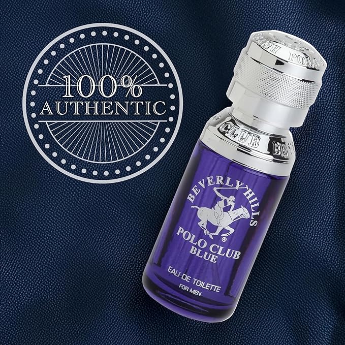 Beverly Hills Polo Club BHPC Blue Men's Eau De Toilette Bonus Pack | 1.7oz EDT Spray + Portable Travel Pocket Spray | Signature Long-Lasting Freshness for Everyday Sophistication