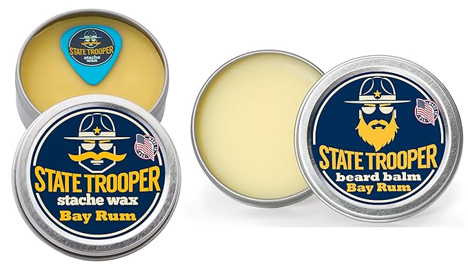 Bay Rum Mustache Wax & Beard Balm - All Natural Ingredients - For Best Styled Handlebar Mustache and Nourished, Moisturized & Tamed Beard with Leave-In Balm with Argan Oil