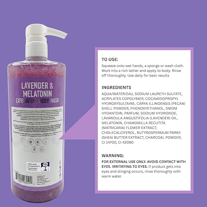 SpaScriptions Lavender & Melatonin Exfoliating Body Wash – 32 fl oz