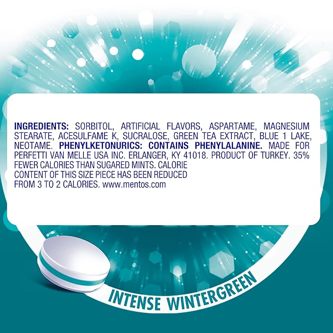 Mentos Clean Breath Hard Mints, Intense Wintergreen Flavor, Easter Candy, Easter Basket Essentials Stuffers for Kids and Adults, 150 Pieces (4-Pack)