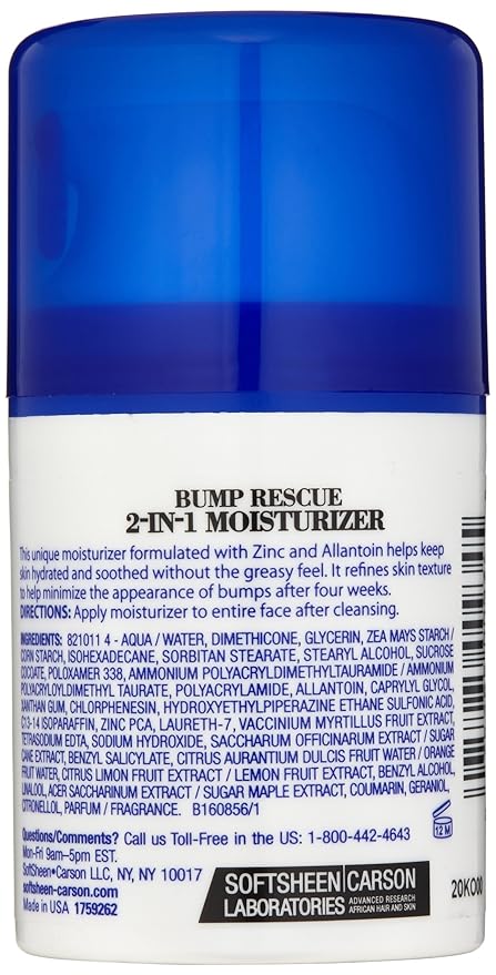 SoftSheen-Carson Magic Shave Bump Rescue 2-in-1 Moisturizer, Face Moisturizer, Reduces the look of Bumps and Ingrown Hair, Formulated for Black Men, with Zinc and Allantoin, 1.6 Fluid Ounce