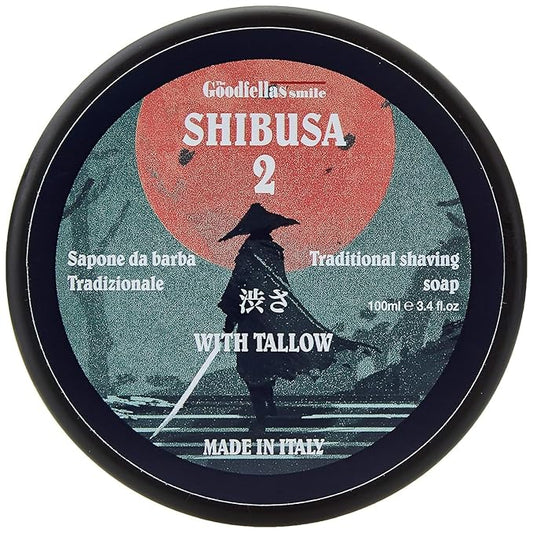 The Goodfellas' Smile,SHIBUSA 2 (Almond, Peach & Ylang Ylang), Luxury Itallian TALLOW Shaving Soap, Formulated for Use with A Shaving Brush, Made in Italy