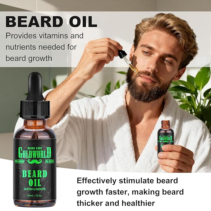 Beard Kit Beard Grooming Kit w/Beard Oil Balm Brush Comb Scissor e-Book Christmas Stocking Stuffers Gifts Ideas for Men Him Dad Boyfriend Husband Mens