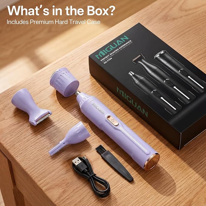 Rechargeable Nose Hair Trimmer - 4-in-1 Ear Eyebrow Beard Grooming Kit for Men & Women, Waterproof Quiet Motor, Type-C Fast Charging, Portable Travel Size Nose Trimmer Beard Trimmer (Purple)