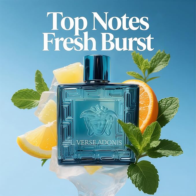Men's Cologne Eau De Parfume Natural Spray Verse Adonis Perfume with Fruity Warm & Floral Scent 3.4 Fluid Ounce Long Lasting Fragrance