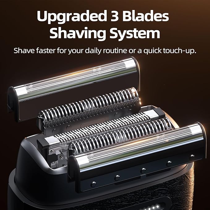 Electric Razor for Men: Foil Shaver with 3D Floating Blades - IPX7 Waterproof Electric Shavers for Men Face, USB-C Fast Charge & Travel Lock, Compact Face Shaver for Men