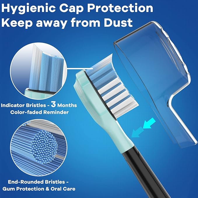Replacement Heads for Philips Sonicare ProtectiveClean 4100 5100 6100 DiamondClean 9500 ExpertClean 7500 FlexCare HealthyWhite Electric Sonic Toothbrush C3 G3 W3 C2 G2 Brush, Black, 6 Pack